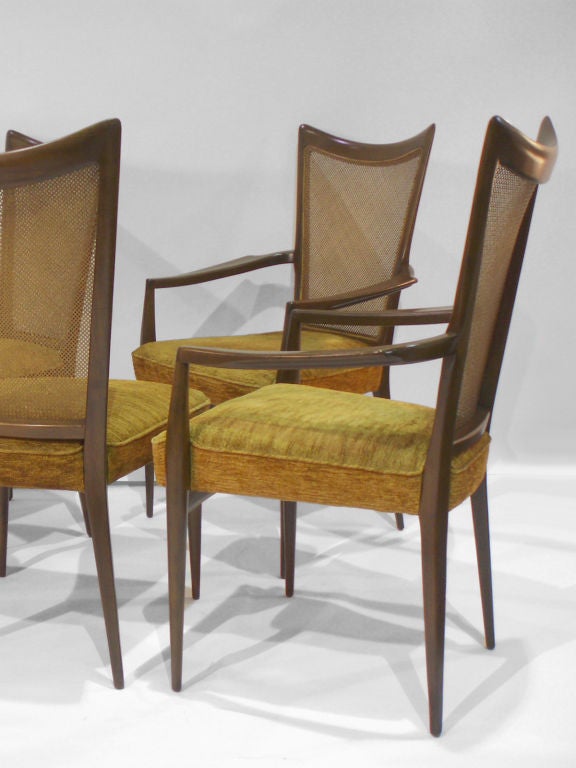 Set of Six Walnut with Cane Back Chairs by Erno Fabry at 1stdibs