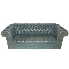 Vintage Leather Chesterfield Tuxedo Box Style Sofa
