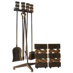 Deskey For Bennett Studios Andirons and matching tool set