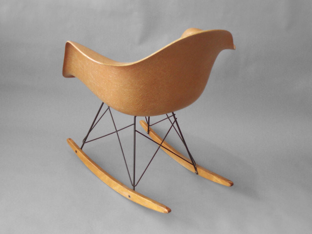 Fiberglass Steel Rod Maple Rocker by Charles and Ray Eames