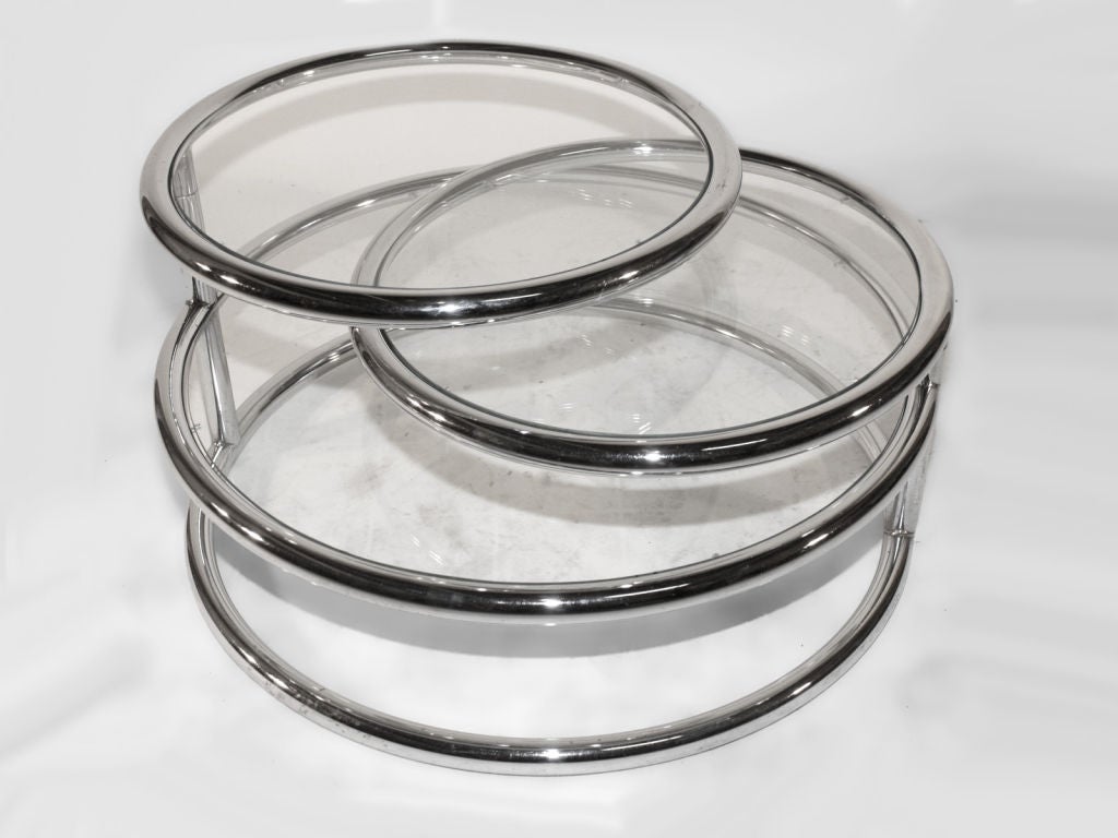 Late 20th Century Chrome Three Ring Coffee Table