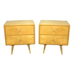 Pair Maple Bedside Tables with Aluminum Pulls by Paul McCobb