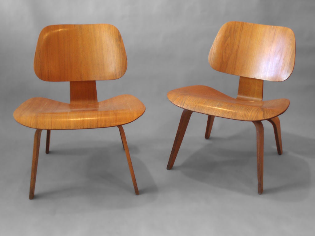 American Ash Low Lounge Chairs (LCW) by Charles & Ray Eames