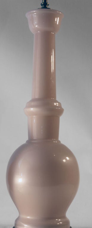 Pair Pink Glass Lamps - Signed Warren Kessler