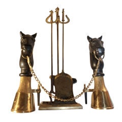 Horse Head Andirons and matching tool set
