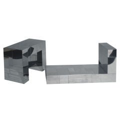 Stainless Panel Cityscape Cocktail Table Bases Marked Paul Evans