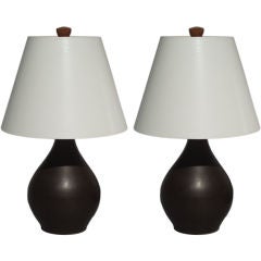Pair Chocolate Glaze Table Lamps by Gordon and Jane Martz