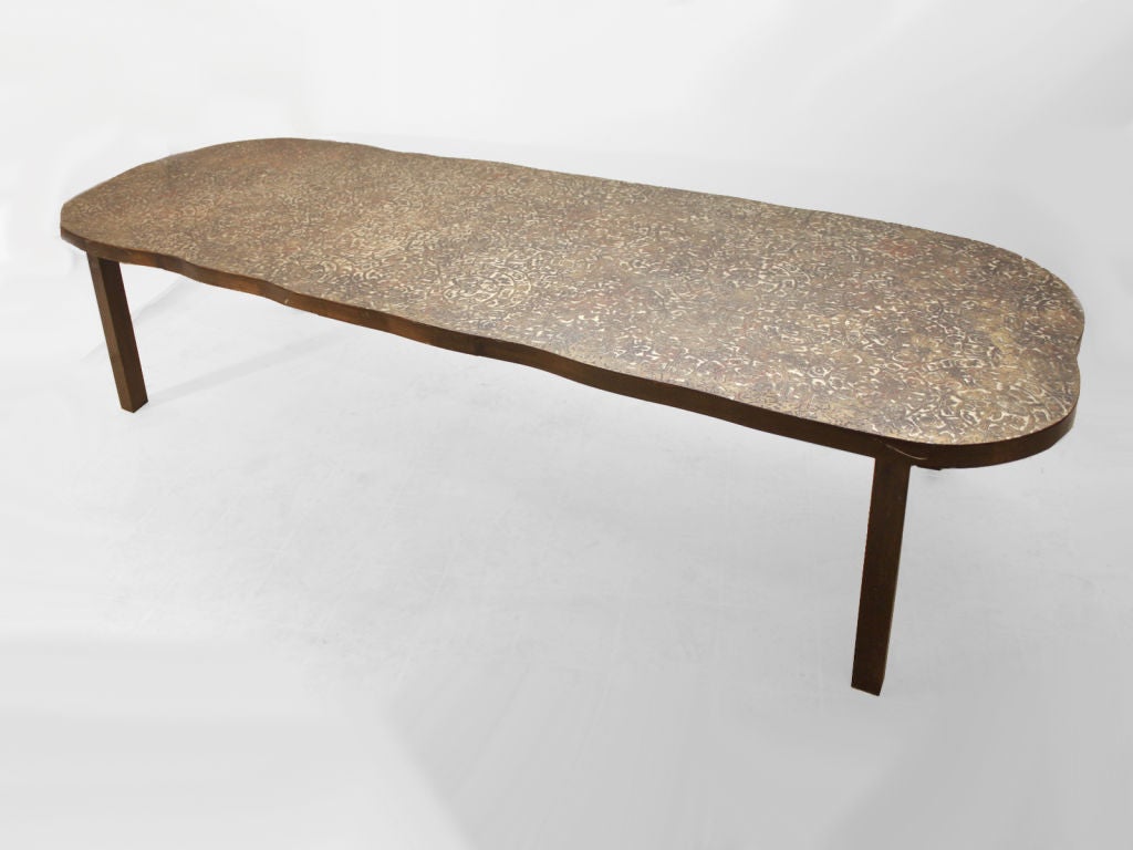 Great Laverne coffee table (unsigned), Fine bronze modernist coffee table, hard to find and rare non figural pattern.