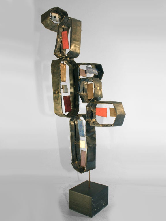 Brutalist School Metal and enameled sculpture