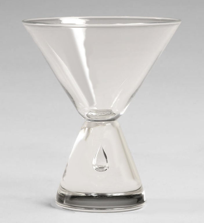 Set of Sixteen Steuben Glass Works Teardrop Martini Glasses.<br />
3/8 
