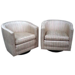 Pair of Swivel Barrel Lounge Chairs possibly by Dunbar