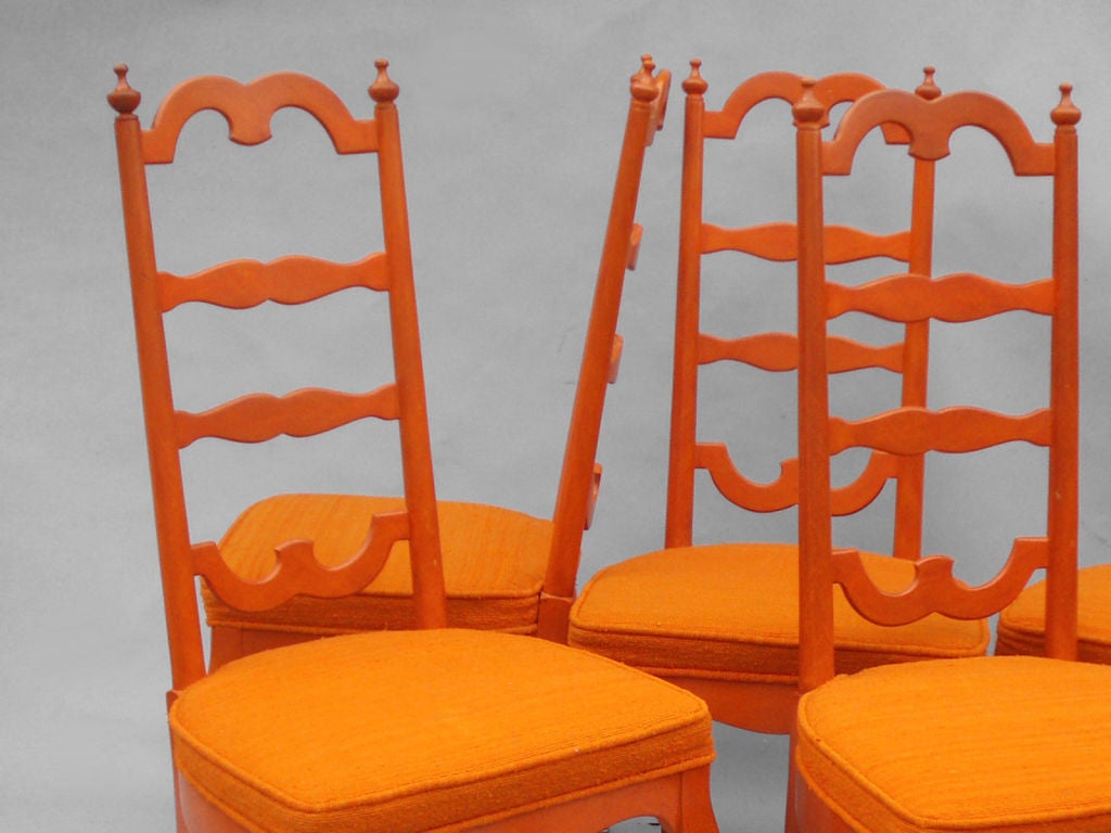 Set of Six Custom Made Dining Chairs/Ladderbacks, by a Palm Springs California Studio