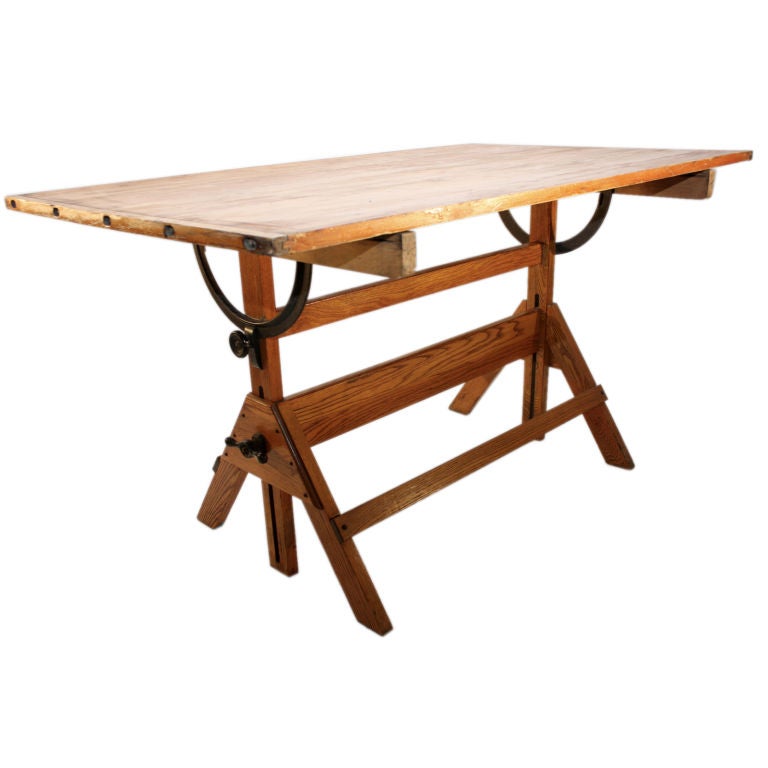 Large oak Drafting Table