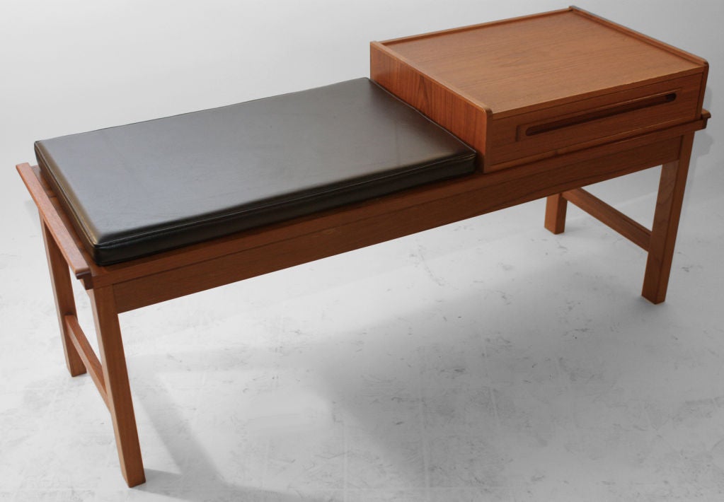 Danish Modern Teak Window bench with drawer at 1stDibs