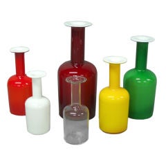Six Cased Glass Bottles, "Gulvase", by Otto Brauer