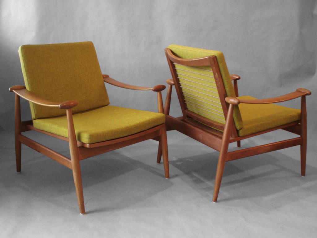 Pair of Teak Frame Lounge Chairs by Finn Juhl for France and Sons
