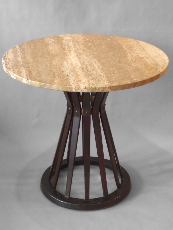 Travertine Top Sheaf of Wheat Lamp Table by Edward Wormley