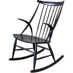 Ebonized Modernist Rocking Chair by Illum Wikkelso