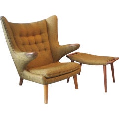 Papa Bear Lounge Chair with Ottoman by Hans Wegner