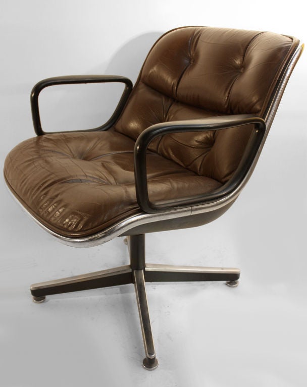 Charles Pollack Swivel office chair in chocolate brown leather