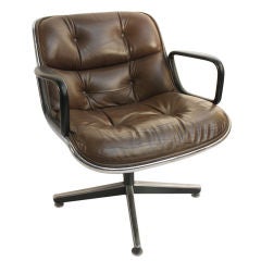Charles Pollack Swivel office chair in chocolate brown leather