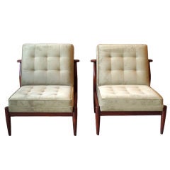 Pair of Armless Teak Lounge Chairs in the Style of Finn Juhl