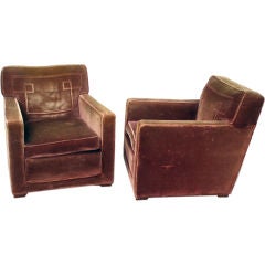Early Pair Club Lounge Chairs by Edward Wormley
