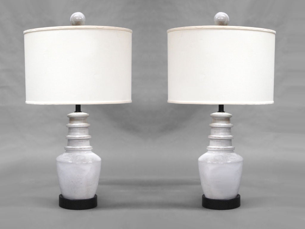Pair of Modernist Pottery Lamps