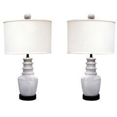 Pair of Modernist Pottery Lamps