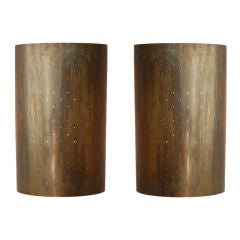 Large Pair of Modernist brass wash over solid copper Sconces