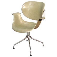 Chrome, Steel and Fiberglass Swag Leg Chair by George Nelson