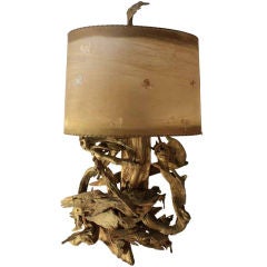 Large driftwood table lamp