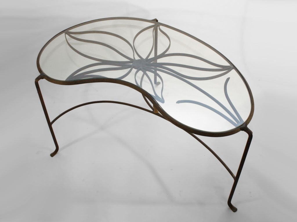 Black Wrought Iron Glass Top Coffee Table at 1stDibs