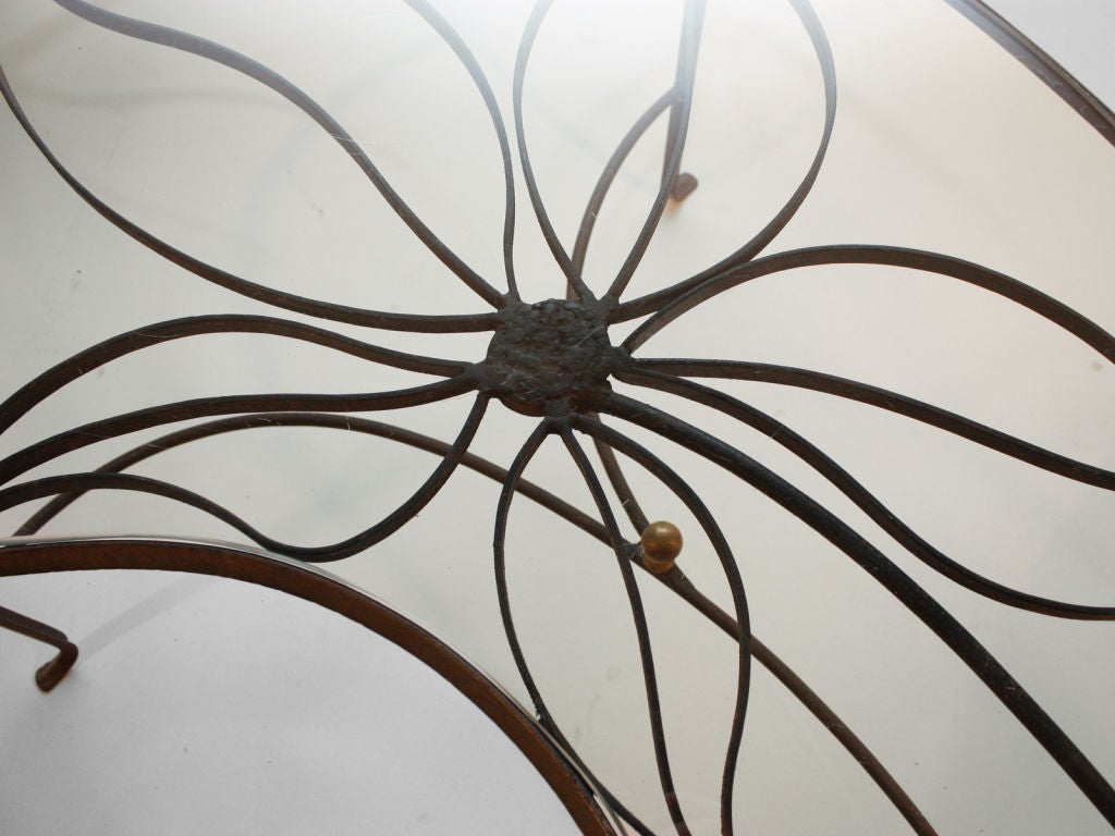 Black Wrought Iron Glass Top Coffee Table at 1stDibs