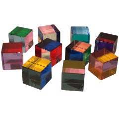 Set of Ten Lucite Color Cubes by Velizar Vasa (B 1933)