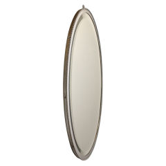 Turn of the Century Oval Nickel Plate beveled Glass mirror