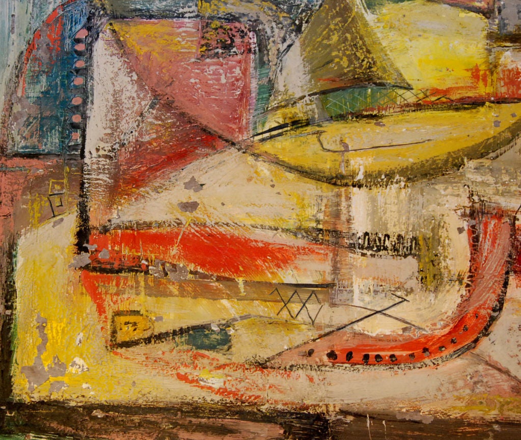 1940s American Abstract Expressionism Painting In Good Condition For Sale In Cathedral City, CA