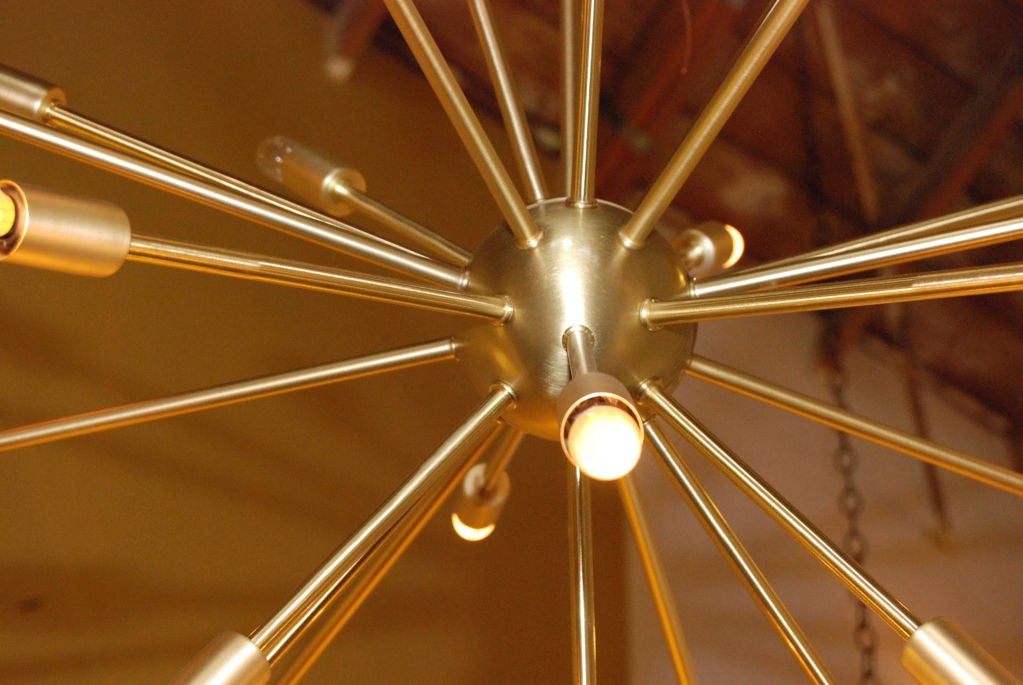 A 24 Light Brass Sputnik Light Fixture In Good Condition In Los Angeles, CA