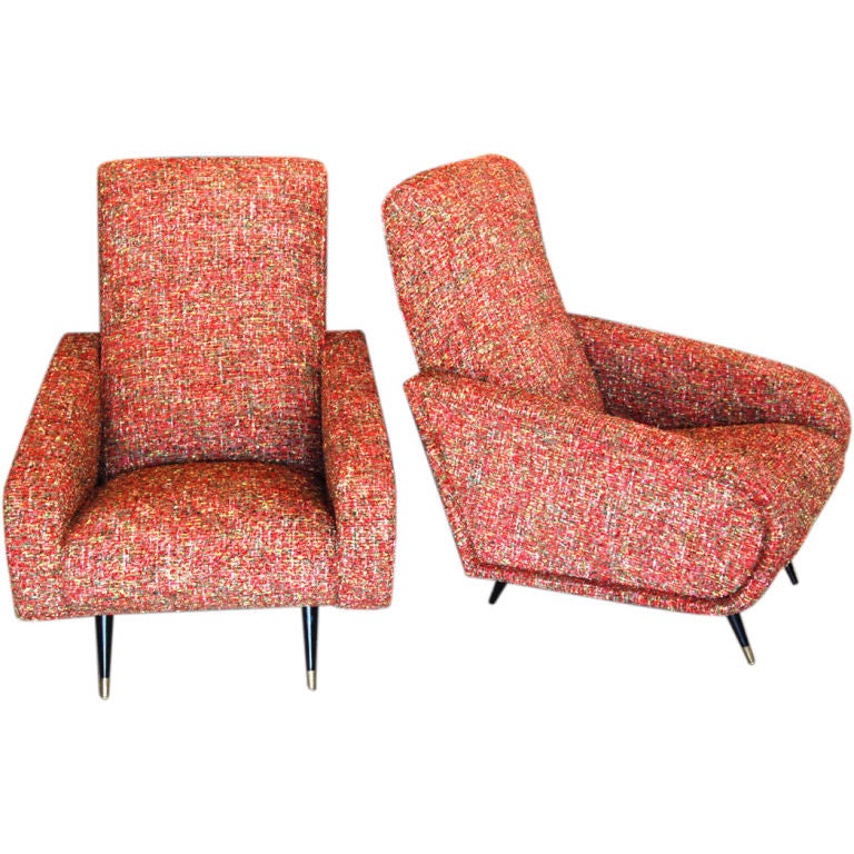 Pair of 1950's Italian Armchairs For Sale