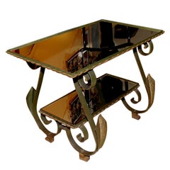 Table d'appoint en fer forgé français des années 1940