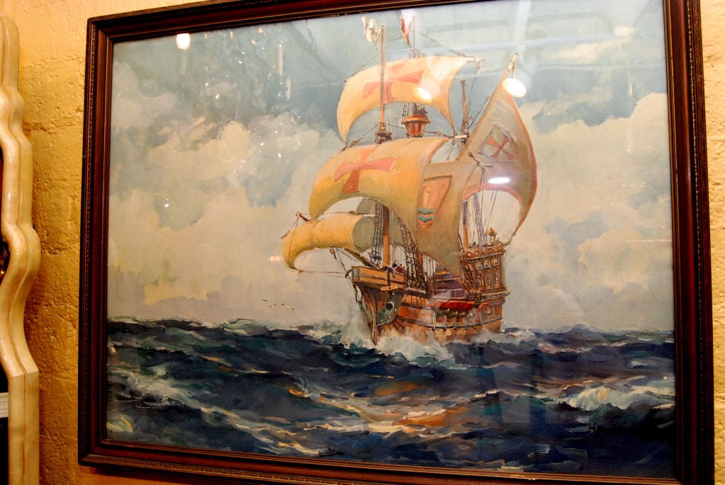 German Watercolor Ship by H. Hormick