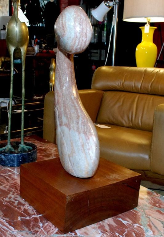 20th Century Marble Sculpture with Wood Base by Michael Justice For Sale