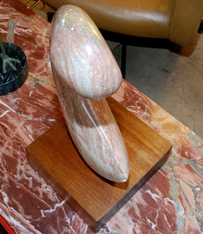 Marble Sculpture with Wood Base by Michael Justice For Sale 1