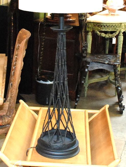 Mid-20th Century 1960s Tall Hand-Forged Table Lamp For Sale
