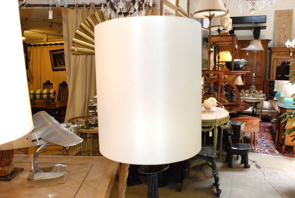 Silk 1960s Tall Hand-Forged Table Lamp For Sale