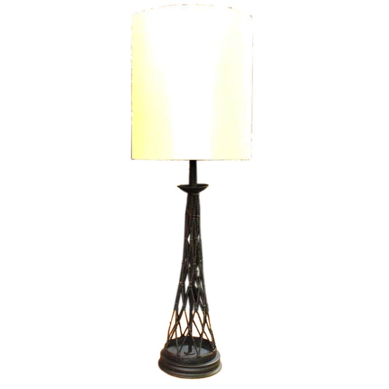 1960s Tall Hand-Forged Table Lamp For Sale