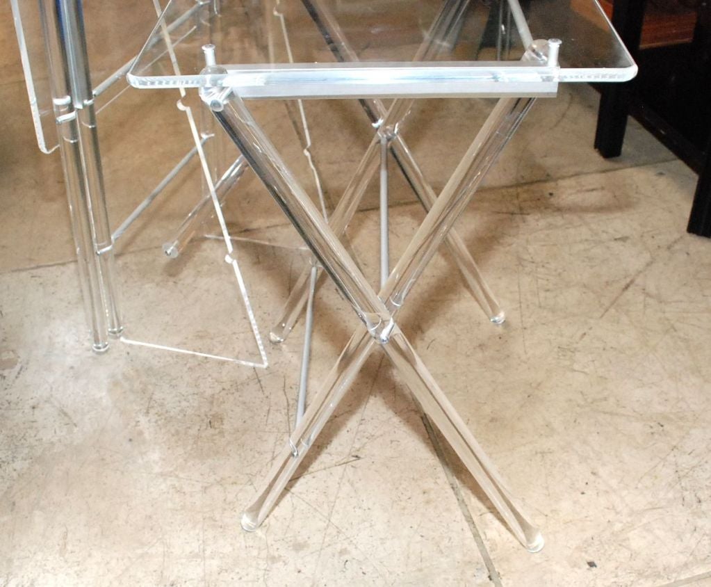 1970's Lucite Folding Tables W/ Lucite Stand. For Sale 1