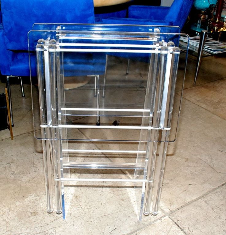 1970's Lucite Folding Tables W/ Lucite Stand. For Sale 5