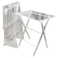 1970's Lucite Folding Tables W/ Lucite Stand.