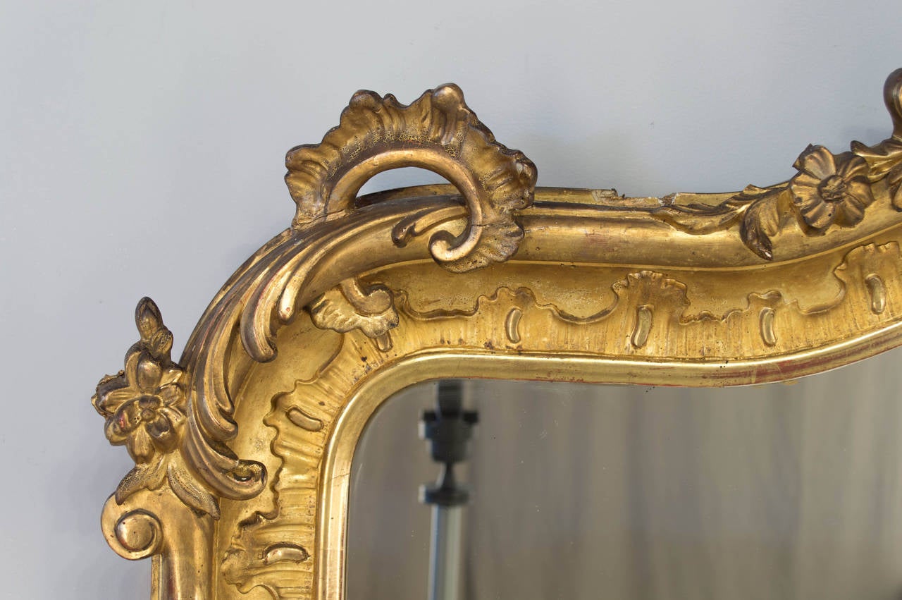 19th Century 19th c. French Louis XV Style Gilded Mirror